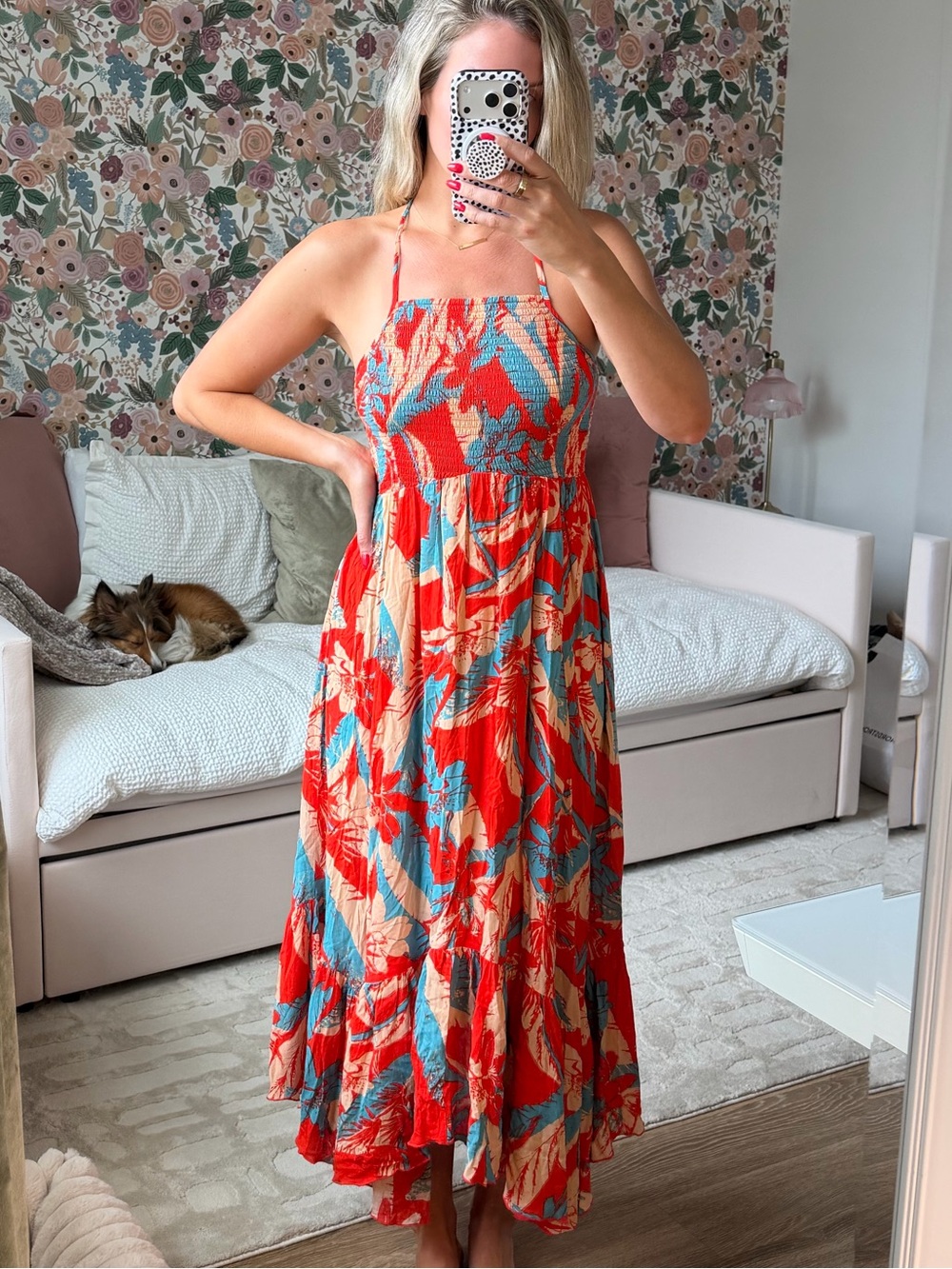 Free People Red and Blue Tropical Maxi Dress - Picture 2 of 5